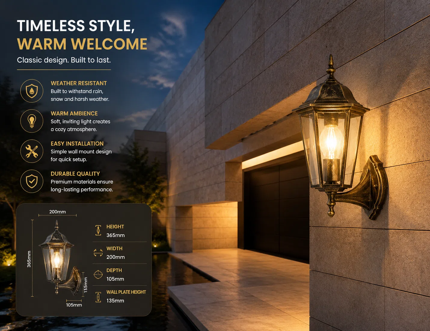 Outdoor Wall Lantern · Solar / AC — image 1