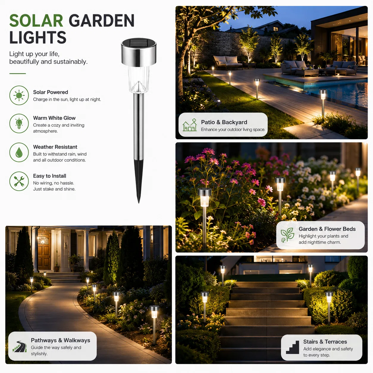 Solar Garden Stake Light · 8-Pack — image 3