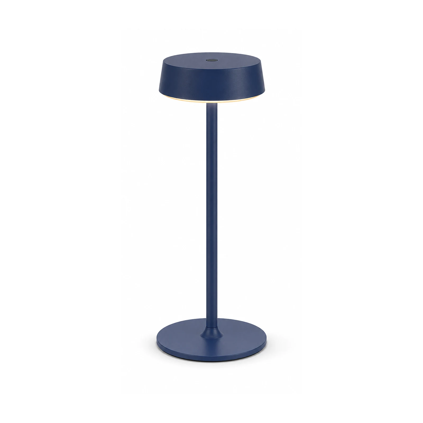 Solar outdoor floor lamp standing on a terrace at dusk