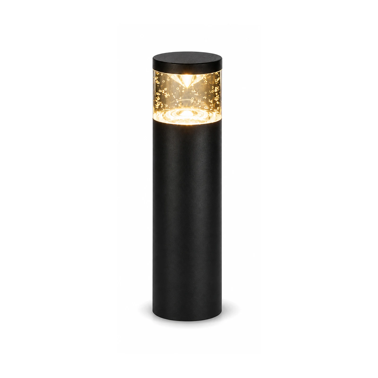 Modern solar courtyard column light at a villa entrance